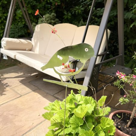 Robin On A Pole polished in stainless steel